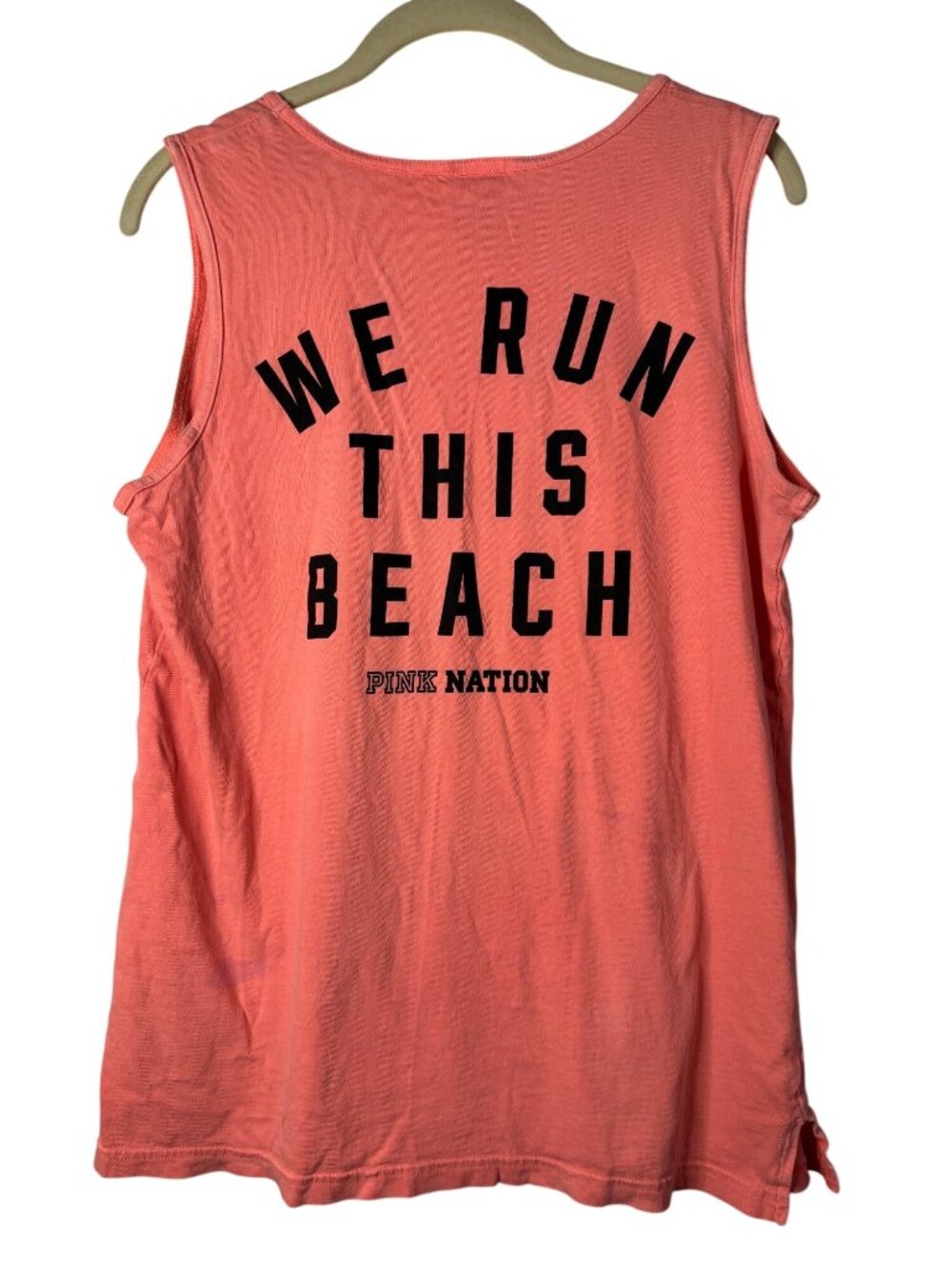 Pink Victorias Secret Small Coral Campus Tank Top We Run This Beach Retro